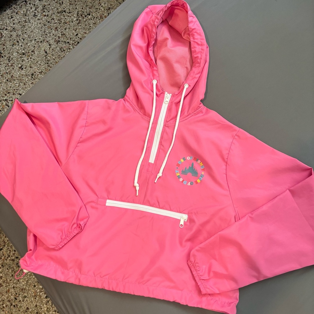 Disney Parks Dose of Disney Windbreaker Pull Over Jacket Hooded Pink Size Large